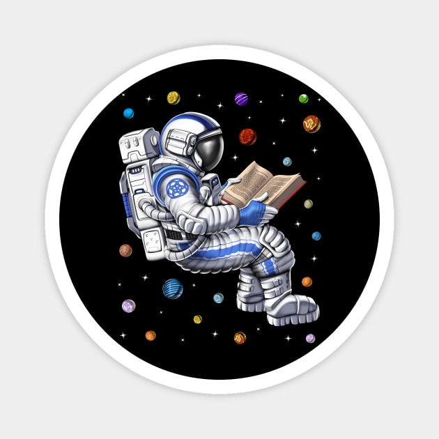 Astronaut Reading Book Magnet by underheaven